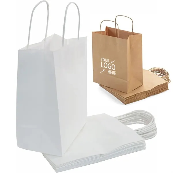 Customized Kraft Paper Bulk Gift Bags with Handles - Customized Kraft Paper Bulk Gift Bags with Handles - Image 0 of 6