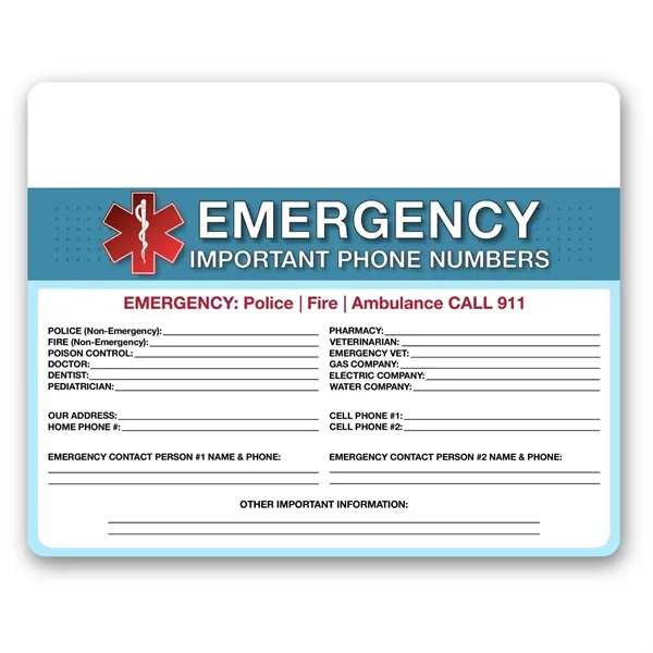Emergency Contact Magnet - MADE IN USA - Emergency Contact Magnet - MADE IN USA - Image 1 of 1