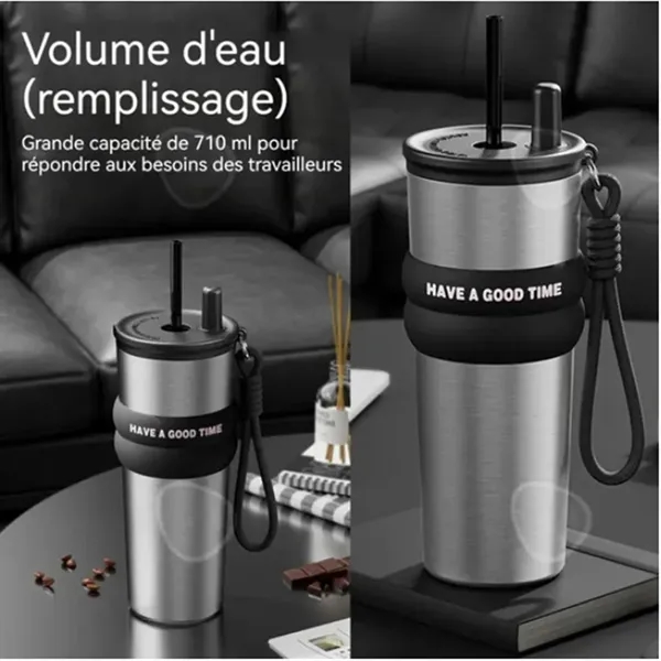 24OZ Stainless Steel Tumbler Water Bottle with Lid and Straw - 24OZ Stainless Steel Tumbler Water Bottle with Lid and Straw - Image 1 of 3