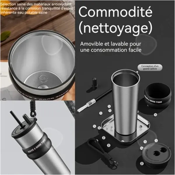 24OZ Stainless Steel Tumbler Water Bottle with Lid and Straw - 24OZ Stainless Steel Tumbler Water Bottle with Lid and Straw - Image 3 of 3