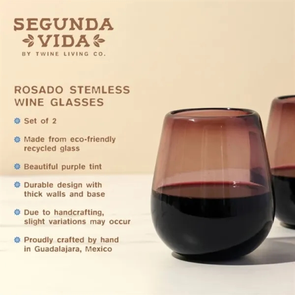 Twine Living® Rosado Recycled Stemless Wine Glass - Twine Living® Rosado Recycled Stemless Wine Glass - Image 5 of 8