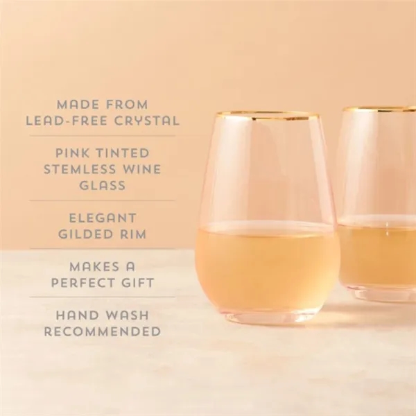 Twine Living® Rose Crystal Stemless Wine Glass - Twine Living® Rose Crystal Stemless Wine Glass - Image 6 of 8