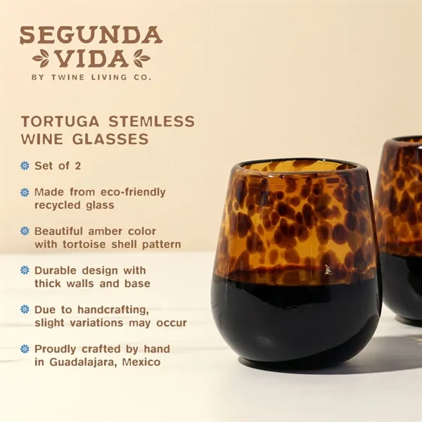 Twine Living® Tortuga Stemless Recycled Wine Glass - Twine Living® Tortuga Stemless Recycled Wine Glass - Image 7 of 9