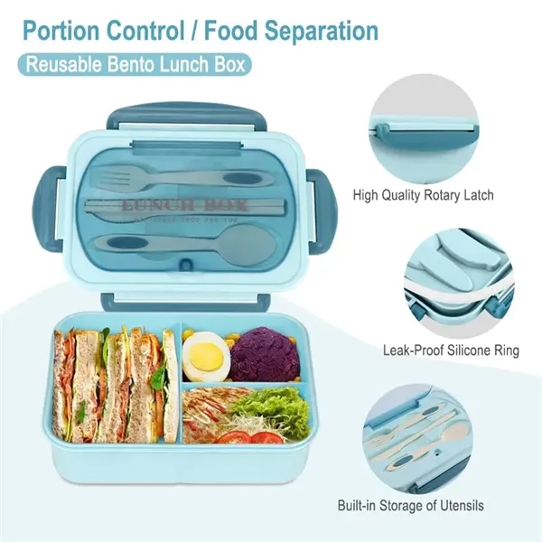 Leakproof Lunch Box with Utensils Bento Box for Kids Adults - Leakproof Lunch Box with Utensils Bento Box for Kids Adults - Image 3 of 3