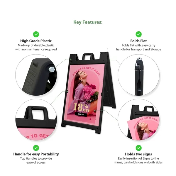 26.8" x 42.5" Plastic A Frame Kit w/ Stay Tabs - Black - 26.8" x 42.5" Plastic A Frame Kit w/ Stay Tabs - Black - Image 7 of 10