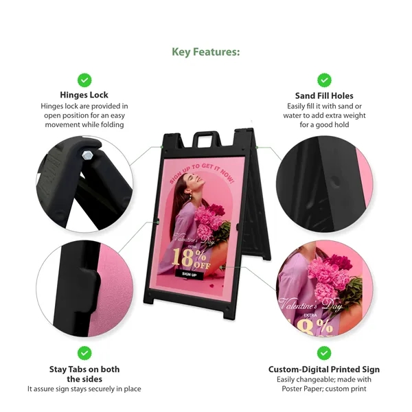 26.8" x 42.5" Plastic A Frame Kit w/ Stay Tabs - Black - 26.8" x 42.5" Plastic A Frame Kit w/ Stay Tabs - Black - Image 8 of 10