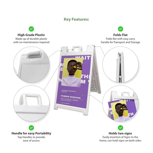 26.8" x 42.5" Plastic A Frame Kit w/ Stay Tabs - White - 26.8" x 42.5" Plastic A Frame Kit w/ Stay Tabs - White - Image 7 of 10