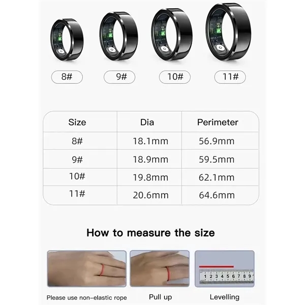 Smart Fitness Ring Health Monitor Heart Rate Sleep Tracking - Smart Fitness Ring Health Monitor Heart Rate Sleep Tracking - Image 1 of 8