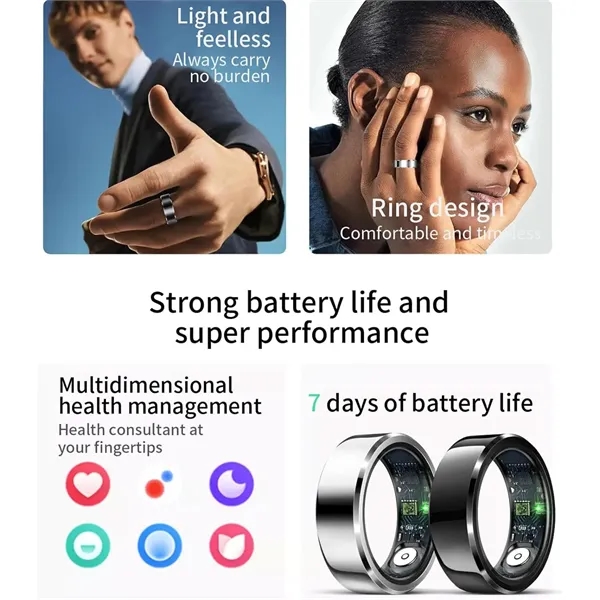 Smart Fitness Ring Health Monitor Heart Rate Sleep Tracking - Smart Fitness Ring Health Monitor Heart Rate Sleep Tracking - Image 7 of 8