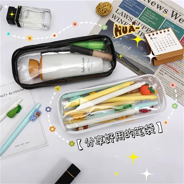 Clear Zipper Pen Pencil Case - Clear Zipper Pen Pencil Case - Image 1 of 4