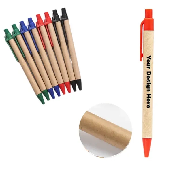 Eco-friendly Recycle Kraft Paper Click Ballpoint Gel Pen - Eco-friendly Recycle Kraft Paper Click Ballpoint Gel Pen - Image 0 of 3