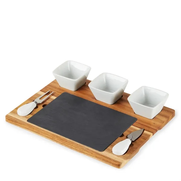 Twine Living® Acacia & Slate Cheese Board Set w/ Ceramic Bow - Twine Living® Acacia & Slate Cheese Board Set w/ Ceramic Bow - Image 2 of 5