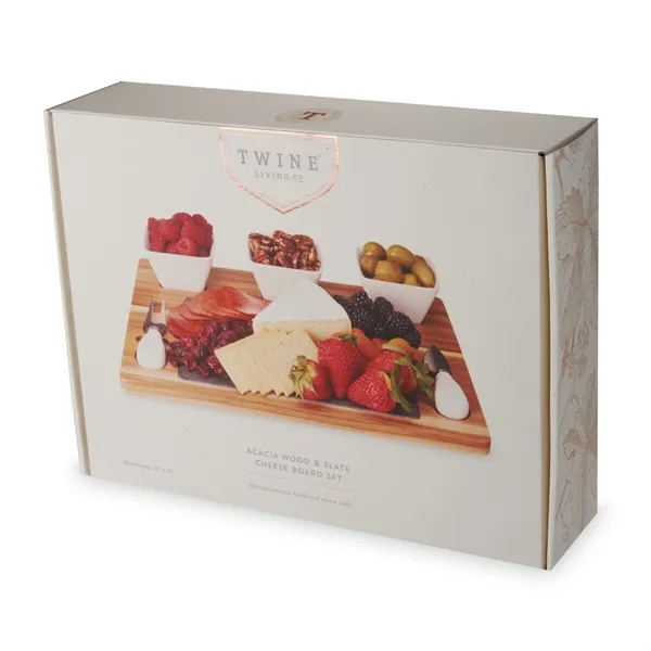 Twine Living® Acacia & Slate Cheese Board Set w/ Ceramic Bow - Twine Living® Acacia & Slate Cheese Board Set w/ Ceramic Bow - Image 3 of 5