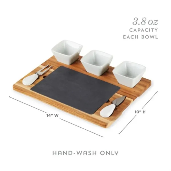 Twine Living® Acacia & Slate Cheese Board Set w/ Ceramic Bow - Twine Living® Acacia & Slate Cheese Board Set w/ Ceramic Bow - Image 4 of 5