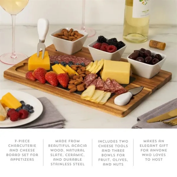 Twine Living® Acacia & Slate Cheese Board Set w/ Ceramic Bow - Twine Living® Acacia & Slate Cheese Board Set w/ Ceramic Bow - Image 5 of 5