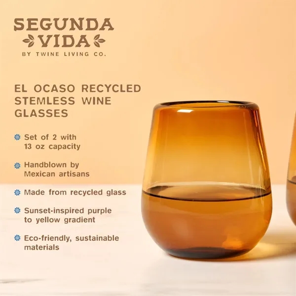 Twine Living® El Ocaso Stemless Recycled Wine Glass - Twine Living® El Ocaso Stemless Recycled Wine Glass - Image 3 of 7