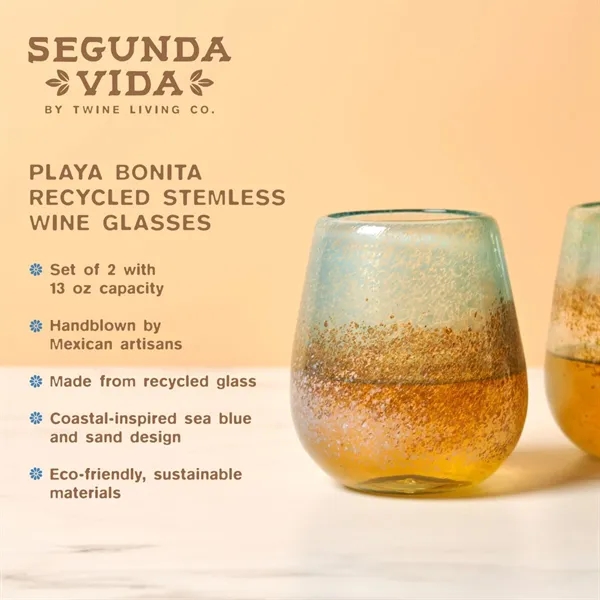 Twine Living® Playa Bonita Stemless Recycled Wine Glass - Twine Living® Playa Bonita Stemless Recycled Wine Glass - Image 3 of 7