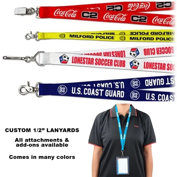 Custom 1/2" Polyester Lanyard - Silk Screen - Custom 1/2" Polyester Lanyard - Silk Screen - Image 1 of 1