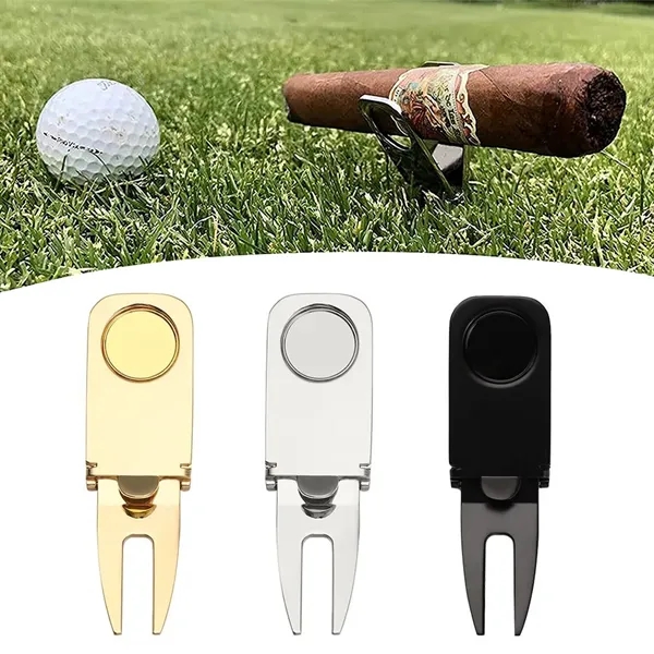 Golf Divot Tool with Metal Fork  Cigar Holder - Golf Divot Tool with Metal Fork  Cigar Holder - Image 0 of 3