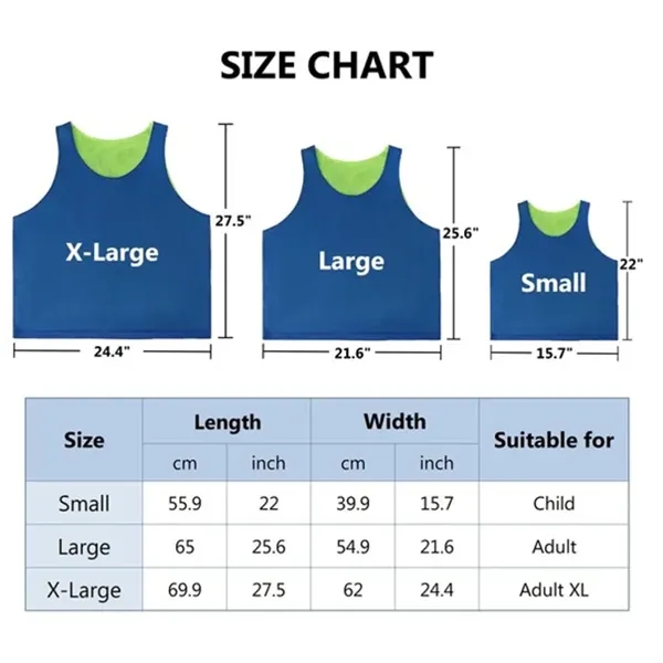 Unisex Reversible Soccer Pinnies Scrimmage Vest - Unisex Reversible Soccer Pinnies Scrimmage Vest - Image 3 of 7