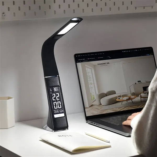 LED Desk Lamp Foldable Alarm Clock Calendar Thermometer - LED Desk Lamp Foldable Alarm Clock Calendar Thermometer - Image 1 of 4