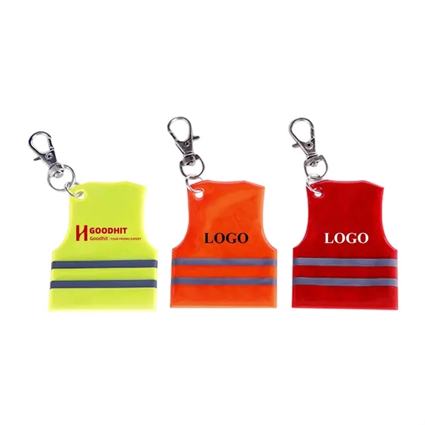 Safety Vest Shaped Reflective Keychain for Bags Backpack - Safety Vest Shaped Reflective Keychain for Bags Backpack - Image 0 of 2