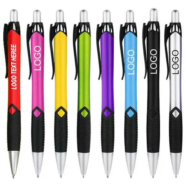 Rubber Grip Click Action Plastic Pen - Rubber Grip Click Action Plastic Pen - Image 0 of 5