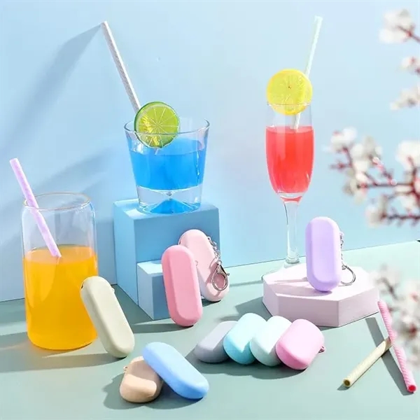 Silicone Straw With Storage Case And Carabiner - Silicone Straw With Storage Case And Carabiner - Image 1 of 3