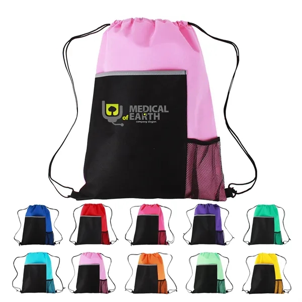 14''x 18'' Dual Pocket Drawstring Sportpack - 14''x 18'' Dual Pocket Drawstring Sportpack - Image 0 of 3