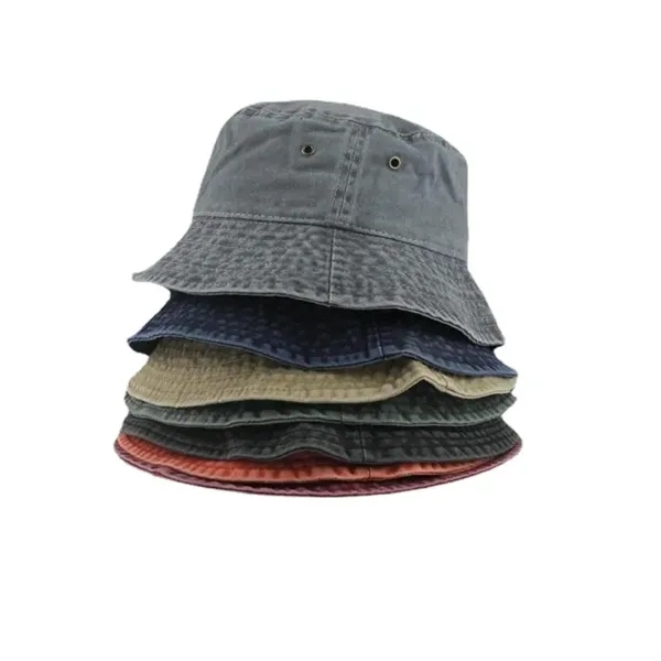 Retro Pigment Washed Denim Cotton Bucket Hat - Retro Pigment Washed Denim Cotton Bucket Hat - Image 1 of 5