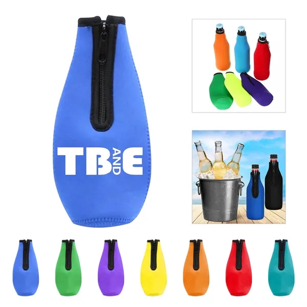 11 Oz Neoprene Zipper Beer Bottle Cooler - 11 Oz Neoprene Zipper Beer Bottle Cooler - Image 0 of 3