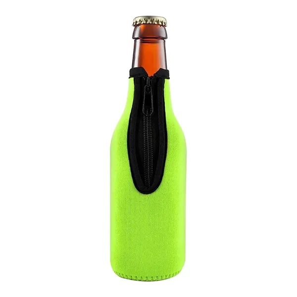11 Oz Neoprene Zipper Beer Bottle Cooler - 11 Oz Neoprene Zipper Beer Bottle Cooler - Image 1 of 3