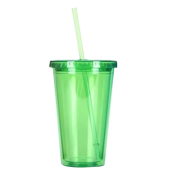 16 Oz. Double Wall Acrylic Tumblers W/Straw - 16 Oz. Double Wall Acrylic Tumblers W/Straw - Image 1 of 6