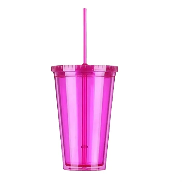 16 Oz. Double Wall Acrylic Tumblers W/Straw - 16 Oz. Double Wall Acrylic Tumblers W/Straw - Image 2 of 6