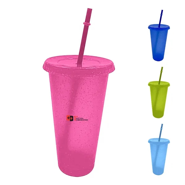 24 Oz. Plastic Cups With Straws - 24 Oz. Plastic Cups With Straws - Image 0 of 3