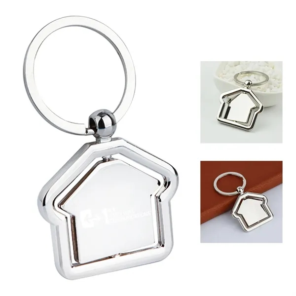 Metal Rotate House Shape Keychain