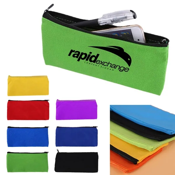 Canvas Pen Pencil Case Bag w/ Zipper - Canvas Pen Pencil Case Bag w/ Zipper - Image 0 of 3