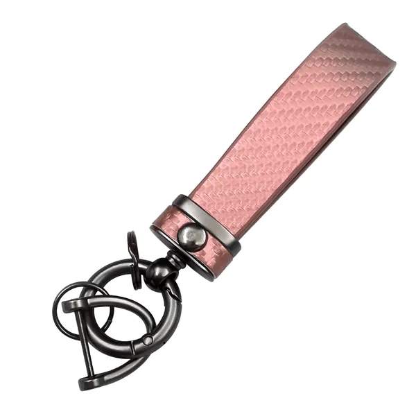 Carbon Fiber Leather Metal  Keychain