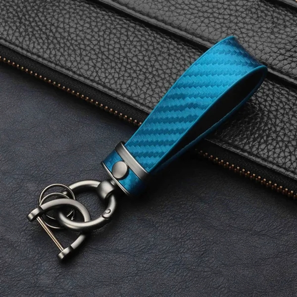 Carbon Fiber Leather Metal  Keychain