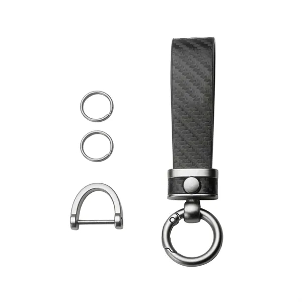 Carbon Fiber Leather Metal  Keychain