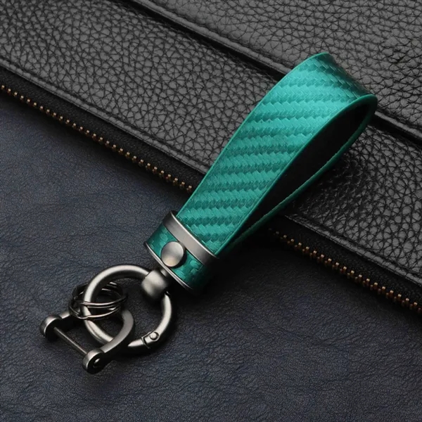 Carbon Fiber Leather Metal  Keychain