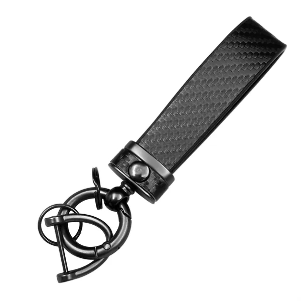 Carbon Fiber Leather Metal  Keychain