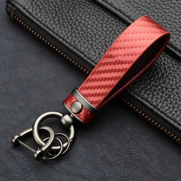 Carbon Fiber Leather Metal  Keychain