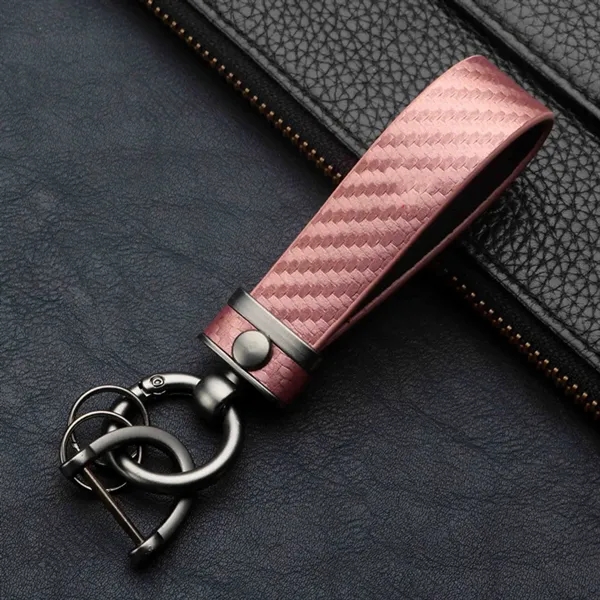 Carbon Fiber Leather Metal  Keychain