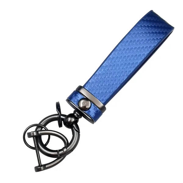 Carbon Fiber Leather Metal  Keychain