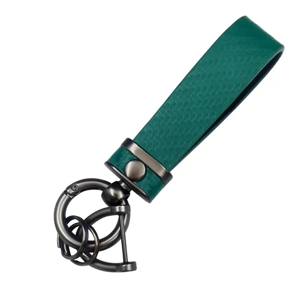 Carbon Fiber Leather Metal  Keychain
