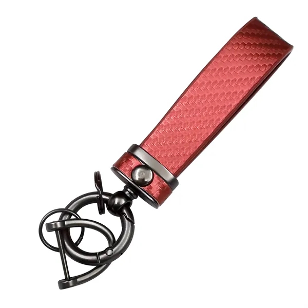 Carbon Fiber Leather Metal  Keychain
