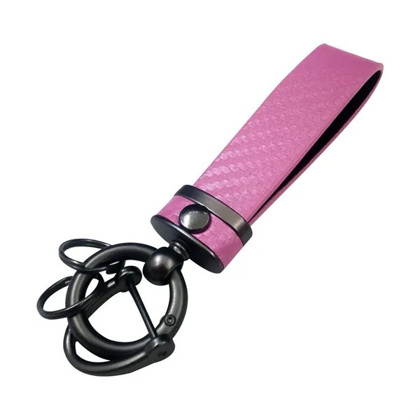 Carbon Fiber Leather Metal  Keychain