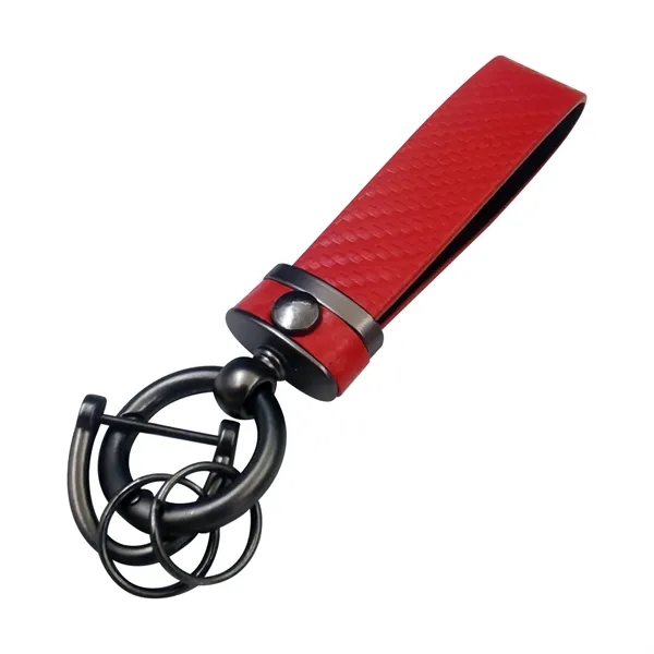 Carbon Fiber Leather Metal  Keychain