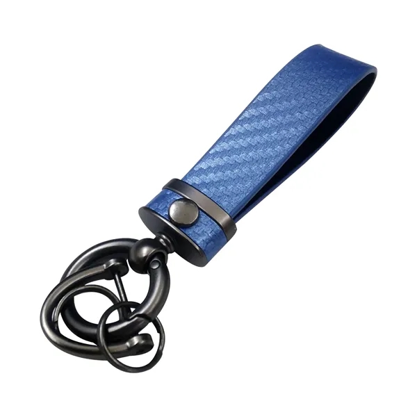 Carbon Fiber Leather Metal  Keychain